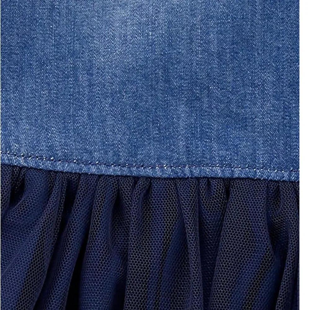 Osh Kosh Girls Mixed Tulle Denim Girls Dress